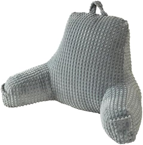 Sit Up Pillow for Reading Nook,Compact Backrest for Teens,Gray Flannel,M by Wervity