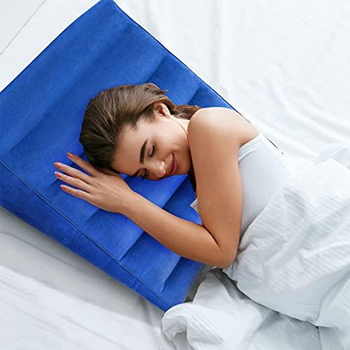 USHMA Inflatable Wedge Pillow, Portable Travel Wedge Pillow, Fast Inflation & Deflation Inflatable Wedge Pillows for Travel, Blow Up Sleeping Back Knee Bed (Blue) - Image 4