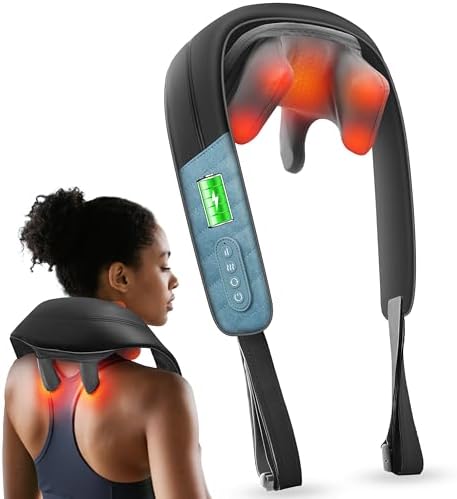 COMFIER Cordless 4D Shiatsu Neck & Shoulder Massager with Heat, Blue by COMFIER