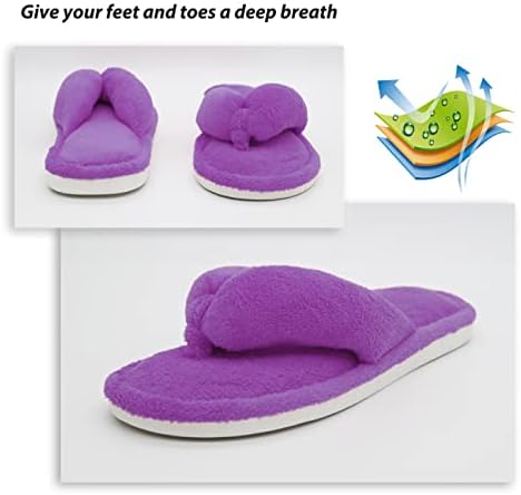 Onmygogo Indoor Slippers for Women Open Toe with Memory Foam, Soft Faux Fur Nonslip House Slippers - Image 3