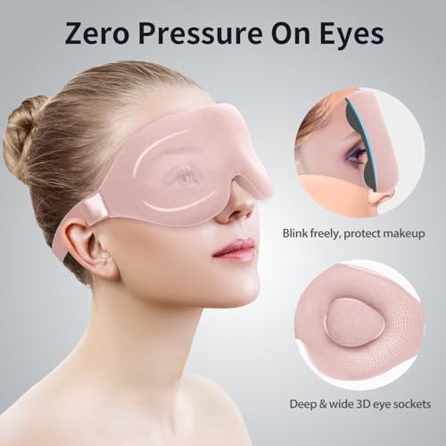 NEWVANGA Sleep Mask for Back and Side Sleeper, Travel Eye Cover, Pink - Image 4