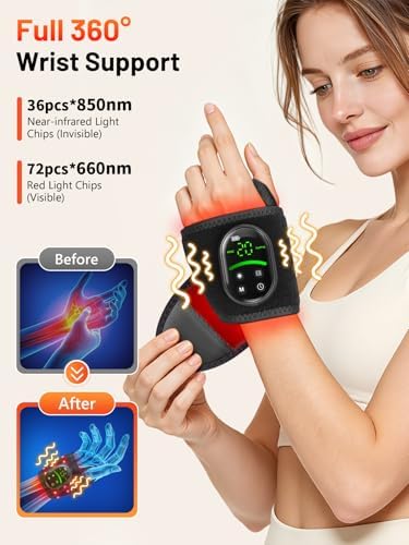 Cordless Red Light Therapy for Wrist Pain with Heat & Massage, 660nm& 850nm - Image 4