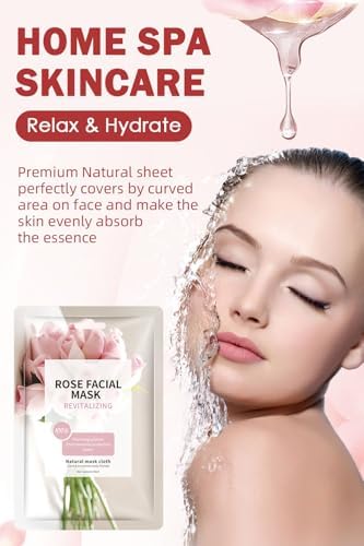 IREV Face Masks Skincare, Spa Sheet Mask, Facial Masks for Women Skin Care, Beauty Rose Sheet Masks, Bulk Face Mask Skin Care, Beauty Masks Gifts, Hydrating Face Masks, Facial Masks 10 Sheets - Image 2