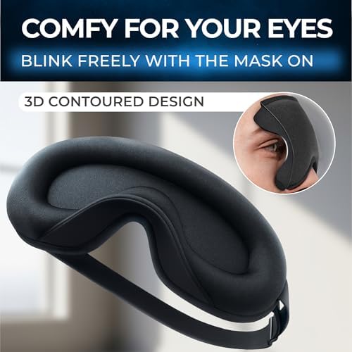 Peace&Quiet | PQ Sleep Mask for Side Sleepers - 3D Contoured Light Blocking Sleeping Mask for Women and Men, Lightweight & Soft Eye Shade Cover for Deep Rest, Premium Quality (Black) - Image 3