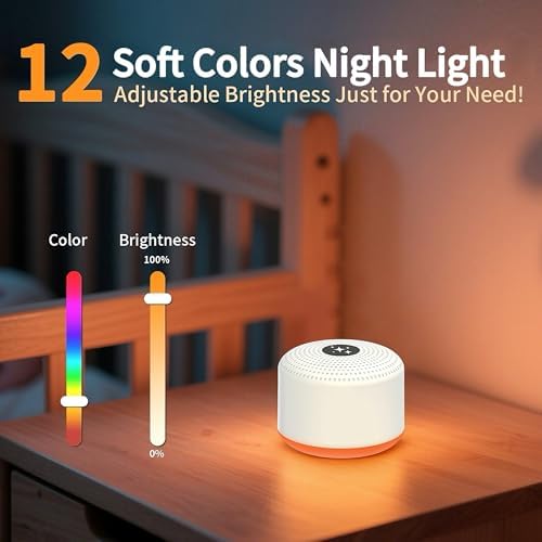 Soothing Sounds White Noise Machine Portable Sleep Machines with 30 Relaxing Sounds 12 Color Options 5 Adjustable Brightness 32 Volume Levels 4 Timer for Baby and Adult Perfect for Home Travel Office - Image 4