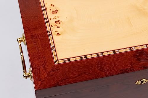 Prestige Import Group The Broadway Arch Top Cigar Humidor - Up to 150 Cigar Capacity - Color: Lacquer Burl w/Mappa Wood Inlay - Image 4