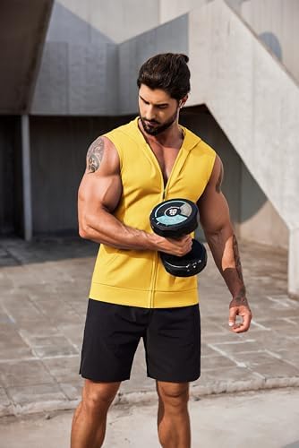 COOFANDY Men's Workout Hooded Tank Tops 2 Pack Zip Up Sleeveless Gym Shirts Muscle Cut Off T Shirt Bodybuilding Hoodies - Image 6