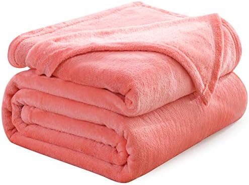 NANPIPER Flannel Fleece Living Coral Blanket Throw Size Luxury Microfiber Soft Throw 50" x 65" Fluffy Solid Throw Blanket for Couch/Bed by NANPIPER