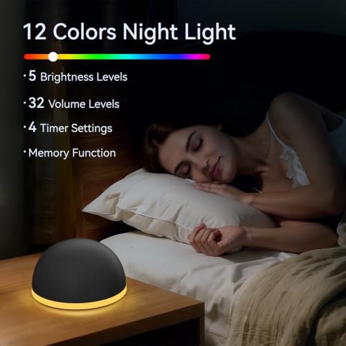 Mini Portable Sound White Noise Machine Baby Shushing Sleep Soother Battery Noise Machine 12 Night Lights 30 Sleeping Sounds for Baby Kids Adults Dogs 4 Timer Memory Function for Home Travel Office - Image 5