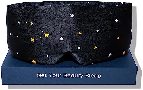 Fleur&Yang Silk Sleep Mask, Adjustable Blackout Sleeping Mask for Men Women, Soft Breathable 100% Mulberry Silk Fabric, Cooling Eye Cover Blindfold for DeepSleep or Meditationc(Starlight) by FleurYang