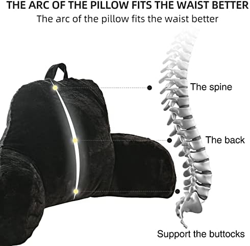 Aimuan Reading Pillow Bed Rest Pillow with Arms Rabbit Fur Cushion for Adults Teens Incline Rest Sitting up & Sleeping Snoring Pillow with Pregnancy Lumbar Back Support (Standard, Black) - Image 5