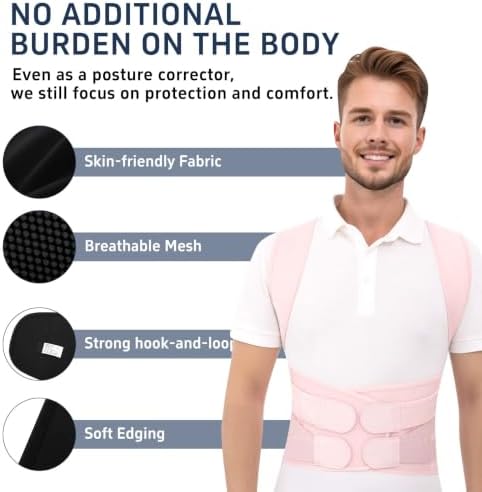 Posture Corrector for Women and Men, Back Brace with Adjustable Shoulder Brace, Full Support Waist Belt and Lumbar Panel, Spine Alignment Posture Trainer for Neck, Shoulder, Upper and Lower Back Support, Slouching and Hunchback Corrector (Pink, Small) - Image 4
