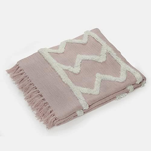 Americanflat 50x60 Throw Blanket - Soft and Breathable Cotton Throw Blanket for Couch, Bed, Chair - Decorative Blankets Perfect for Home, Office, or Outdoor Use - Pink Tufted Design - Image 4