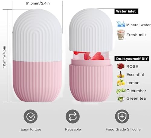 XHJRI Ice Face Roller Massager,Ice Cube Roller for Face, Eyes and Neck Naturally Conditioning and Skin Care,De-Puff Eye Bags,Reduce Migraine Pain,Reusable Massage Silicone Ice Mold (Pink White) - Image 7