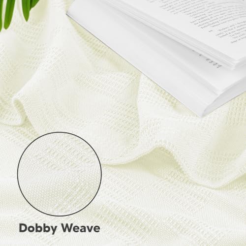 Utopia Bedding 100% Cotton Thermal Blanket Ivory King, 90x108 Inches - Image 2