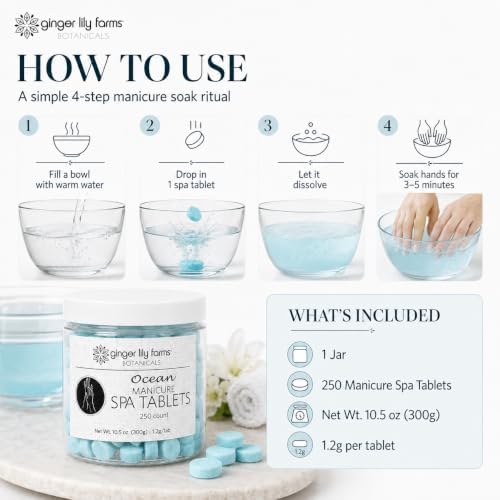 Ginger Lily Farms 250ct Manicure Spa Tablets, Ocean Scent - Image 6