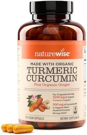 NatureWise Turmeric Curcumin 2250mg Supplement with BioPerine, 180 Capsules by NatureWise
