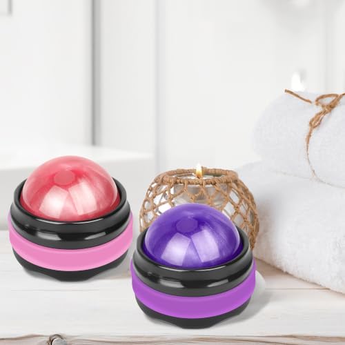 Coolrunner Massage Ball, Manual Roller Massager, 2-Pack Handheld Self Massage Therapy and Relax Full Body Tools for Sore Muscles, Shoulders, Neck, Arms, Legs, Back, Foot, Body (Pink+Purple) - Image 5