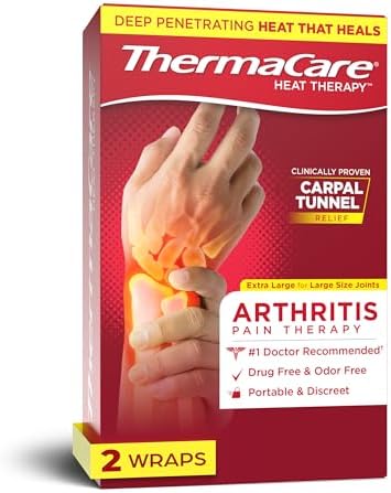 ThermaCare Arthritis Heat Wraps for Joint Pain Relief - Heating Pads for Hands, Wrists, & Knees - 8-Hour Heat Therapy - Flexible, Drug-Free Heat Wraps for Daily Joint Comfort & Support - 2 Count by ThermaCare