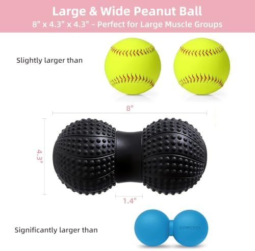 8 Inch Large Peanut Massage Ball Roller for Large Muscle Groups, Deep Tissue Double Massage Ball for Neck,Back,Leg,Low Back,Peanut Myofascia Release Ball for Muscle Knots&Physical Therapy - Image 2