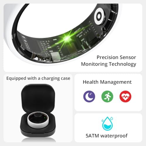 Smart Ring for Women, Health Tracker & 5ATM, COLMI R02. (White Ceramic, 8#) - Image 4