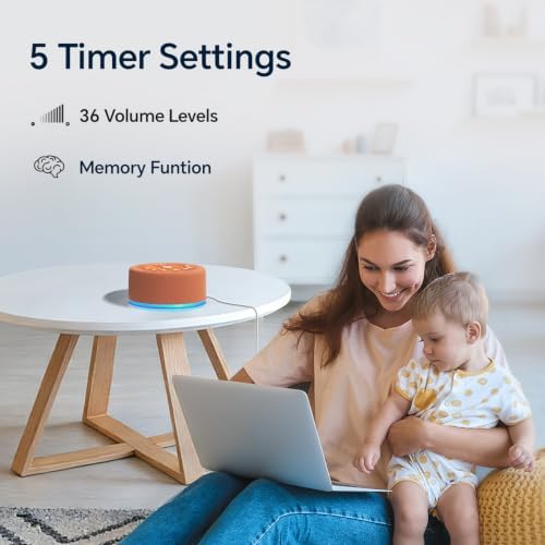 Sleep Sound Machine White Noise Machine with 30 Non Looping Sounds 12 Night light Colors with 5 Timers 36 Adjustable Volume Memory Function Brown Noise Machine for Baby kid Adult & Home Nursery Travel - Image 5