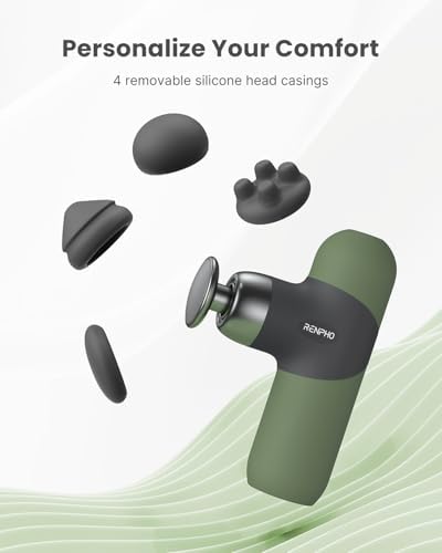 RENPHO Mini Thermal Massage Gun with Heat, Color Silicone Casing, 4 Speeds - Image 4
