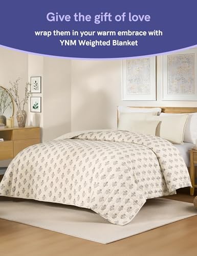 YnM King Size Linen Weighted Blanket for Adults (88x104 Inches, 40 Pounds, Damask), Exclusive Smallest Compartments, Heavy Bed Blanket for Two Persons of 240~390lbs on Queen or King Bed - Image 4
