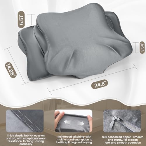 Thickened Satin Pillowcase, Elastic 16 * 24In Pillow Cover for Cervical Pillow or Memory Foam Pillows, Smooth & Soft Hair and Skin Friendly, Queen Size with Zipper Dark Grey - Image 2