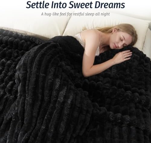Fleece Weighted Blanket for Adults 48" x 72" 15lbs Soft Blankets, Black - Image 4
