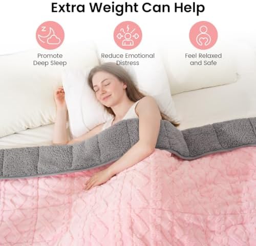 Drewin Weighted Blanket Full Size for Adults 15lbs,Pink & Grey,48" x 72" - Image 2