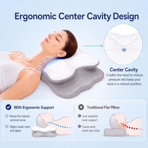 Cervical Neck Pillow for Pain Relief,Memory Foam Ergonomic Pillow - Image 2