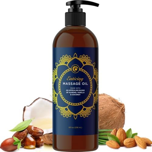 Luxurious Vanilla Massage Oil for Couples - Easy Glide Non Greasy Sweet Vanilla Sensual Massage Oils for Date Night with Silky Smooth Sweet Almond Oil Coconut and Jojoba - Vegan Non GMO & Gluten Free by MapleHolistics