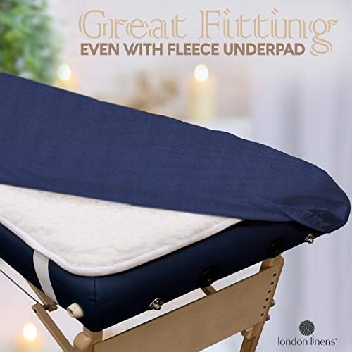 LONDON LINENS Extra Thick 3 Piece Set Massage Table Sheets Set - 100% Natural Cotton Flannel - Includes Massage Table Cover, Massage Fitted Sheet, and Massage Face Rest Cover (Blue) - Image 3