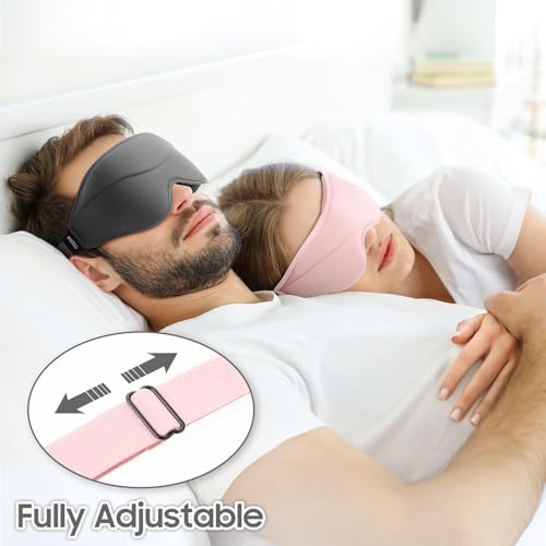 Sleep Mask - Total Blackout 3D Sleeping Mask, Super Lightweight & Silky Soft Eye Mask for Sleeping, Fully Adjustable Fit for Home, Office, Traveling, Meditation, Yoga, Pink - Image 5