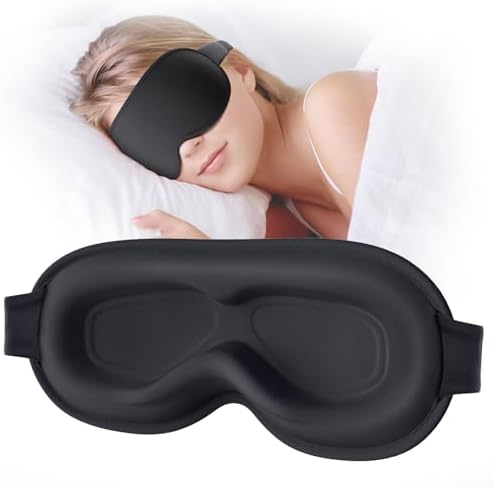 Sleep Mask, EVA BELLE Sleep Masks for Men Women, Zero Eye Pressure 3D Sleeping Mask, 100% Light Blocking Eye Covers with Adjustable Strap for Sleeping Travel Home Nap Rest Memory Foam by Evabelle