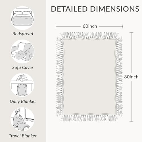 Boho Throw Blanket for Bed 60”x80”, 100% Cotton Blanket for Couch Sofa - Image 3