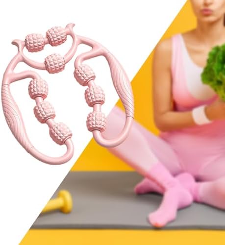Massage Roller Nine Wheels Muscle Roller with 360 Degree Rotating Clamp Adjustable Eva Pp Handle Body Relaxer Suitable for Fitness Runners Swimmers, Pink - Image 5