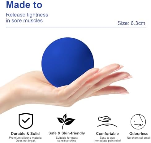 Physical Massage Therapy Ball Set: Lacrosse & Spiky Ball Set for Stress Relief, Muscle Therapy, Myofascial Release, Portable Pain Relief Tool for Gym Office Home Use (Blue-Blue) - Image 2