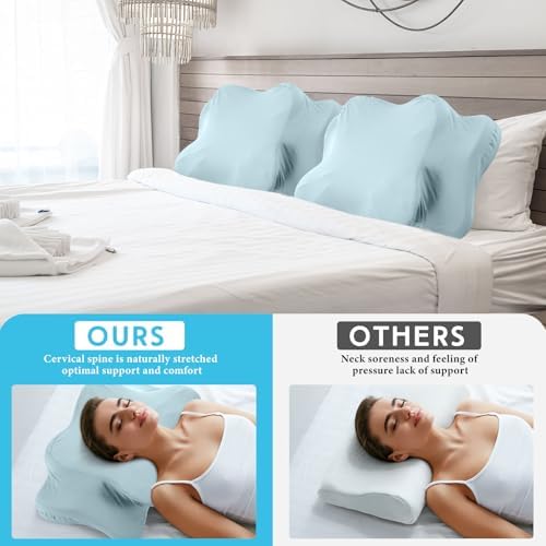 Hahafelt Cooling Cervical Neck Pillowcase,Haze Blue,Queen Size - Image 5