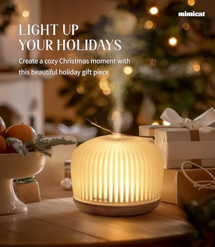 mimicat Whisper-Quiet Glass Essential Oil Diffuser for Bedroom – Aromatherapy for Restful Sleep, Auto Shut-Off, 8H/18H Runtime, 230ML, Wood Base - Image 2
