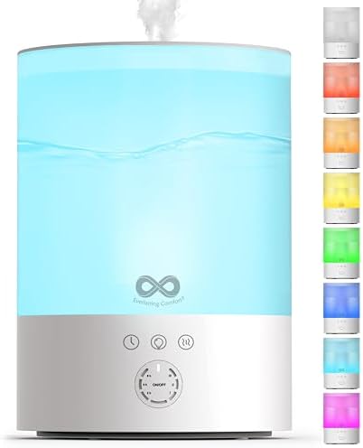 Everlasting Comfort 2.5L Top Fill Humidifier for Bedroom – 28dB Ultra-Quiet, Easy to Fill & Clean, 24HR Runtime, Night Light, Timer, Ultrasonic Cool Mist, Auto Shut-Off for Indoor Use by EverlastingComfort