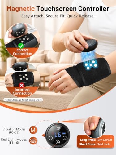 Red Light Therapy Hand Wrist 108 LEDs with Heat & Massage, Magnetic Touch - Image 6