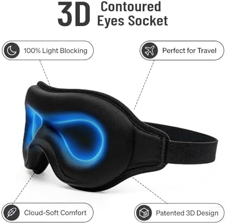 Sleep Mask for Light Sleepers & Side Sleepers, 100% Blackout 3D Cooling Eye Mask, Zero Pressure Breathable Night Blindfold for Insomnia, Deep Sleep, Daytime Sleeping, Travel, Yoga & Shift Work - Image 3