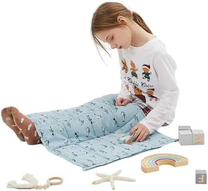 Weighted Blanket - 3 lbs Blue Shark Heavy Blanket, 20"x30", Small Size Breathable Lap Blanket by HOSUKKO