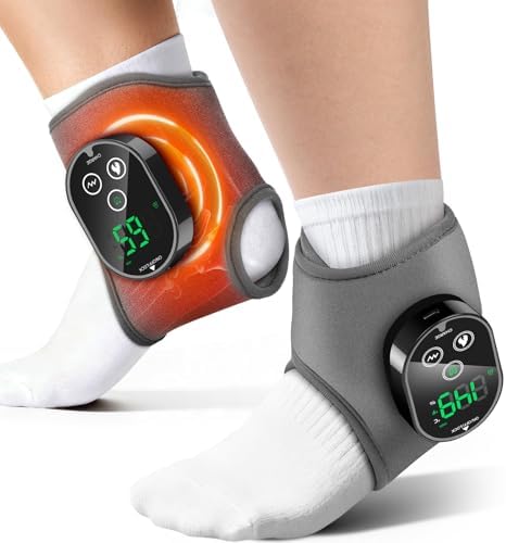 2-Pack Cordless Foot Massager for Neuropathy, Ankle Massager for Pain Relief, Ankle Heating Pad with Massage, 4 Heat Levels, 3 Massage, Foot Massager, Gray, HSA Eligible FSA by ROHVEMJ