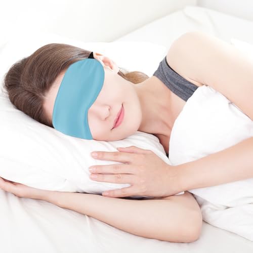 2 PCS Blue Silk Sleep Mask - Eye Masks for Sleep, Blindfold Travel Eye Mask - Shade Cover for Sleeping - Men & Women - Image 3