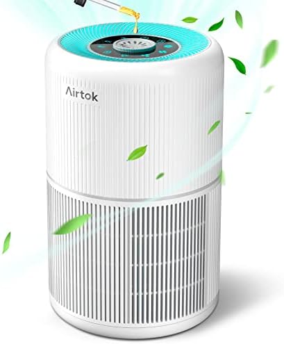 AIRTOK HEPA Air Purifier for Bedroom Home with Fragrance Sponges | 4-In-1 H13 True HEPA Air Filter for Smoke Dust Pollen Pet Dander Odors,99.97% Removal to 0.1 Microns | Ozone-Free, Night Light by AIRTOK
