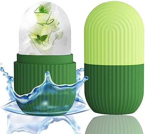 XHJRI Ice Roller Massager for Face, Eyes and Neck - Naturally Condition Skin, De-Puff Eye Bags, Reduce Migraine Pain - Reusable Silicone Ice Mold (Green) by XHJRIBringyourbabybestlif