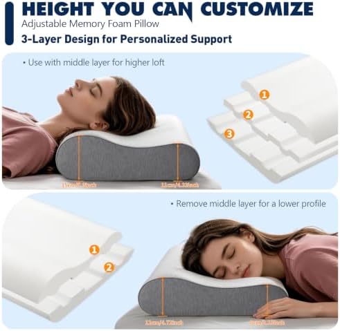 Cervical Neck Pillow, Memory Foam Contour Pillow for Side & Back Sleepers - Image 2